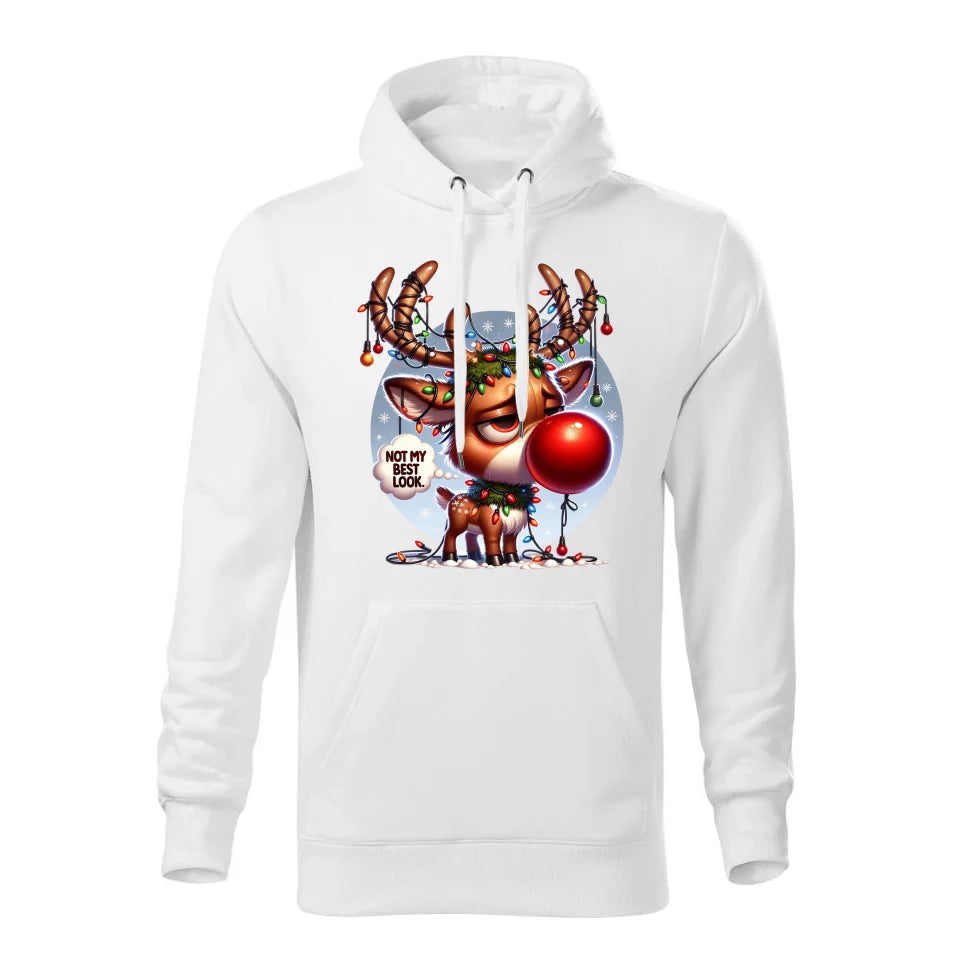 Świąteczna bluza męska z kapturem biała na prezent personalizacja hoodie Święta Boże Narodzenie Mikołajki