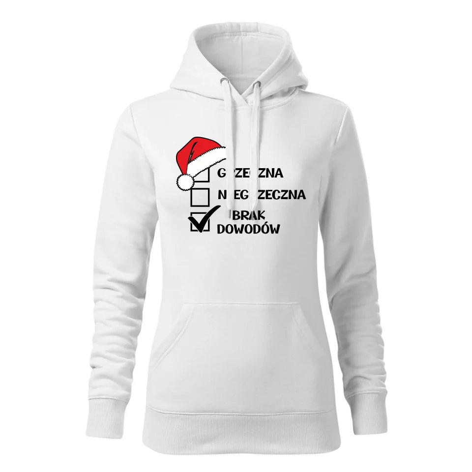 Świąteczna bluza damska z kapturem biała na prezent personalizacja hoodie Święta Boże Narodzenie Mikołajki