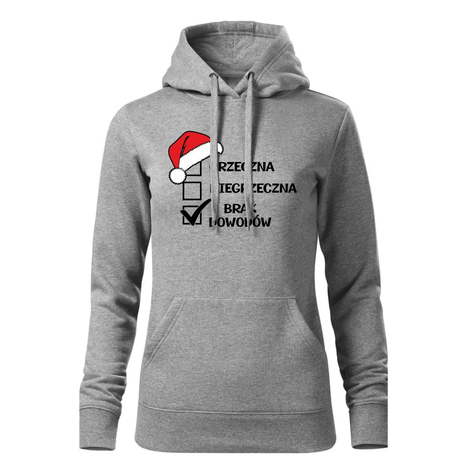 Świąteczna bluza damska z kapturem szara na prezent personalizacja hoodie Święta Boże Narodzenie Mikołajki