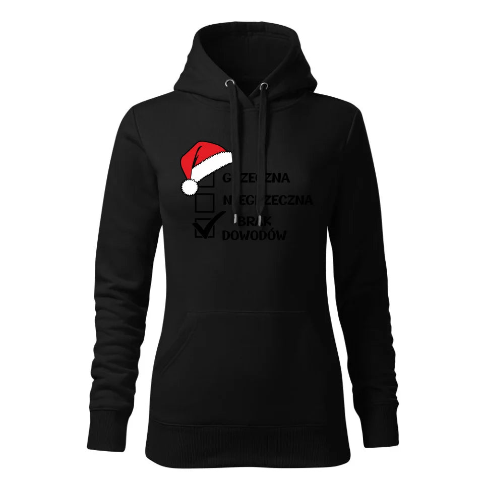 Świąteczna bluza damska z kapturem czarna na prezent personalizacja hoodie Święta Boże Narodzenie Mikołajki