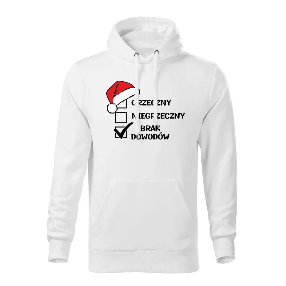 Świąteczna bluza męska z kapturem biała na prezent personalizacja hoodie Święta Boże Narodzenie Mikołajki