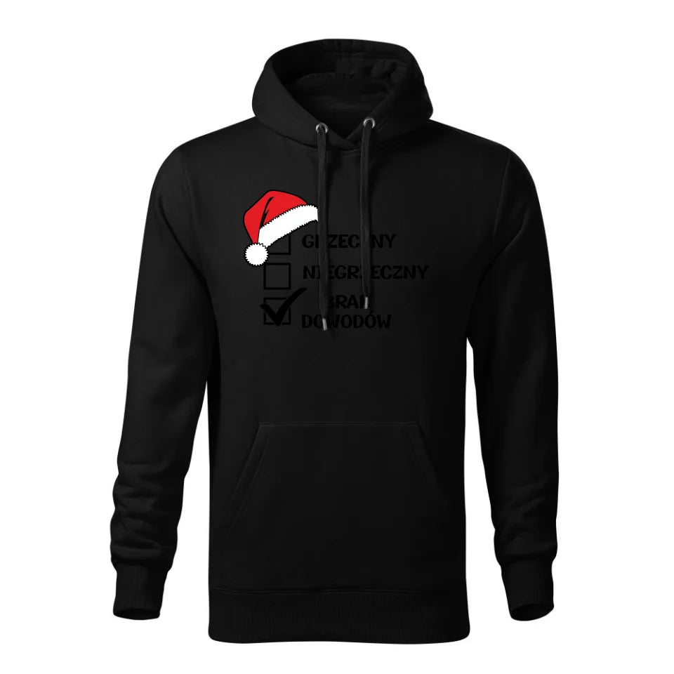 Świąteczna bluza męska z kapturem czarna na prezent personalizacja hoodie Święta Boże Narodzenie Mikołajki