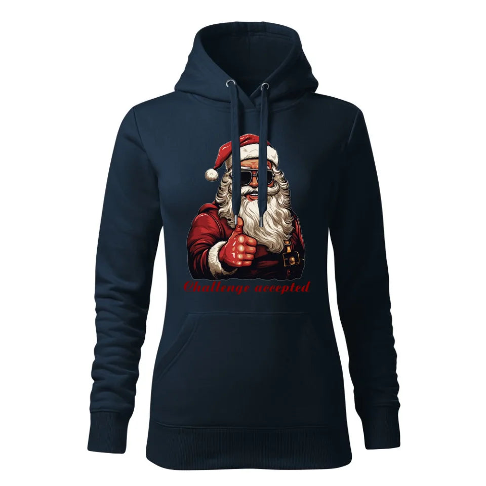 Świąteczna bluza damska z kapturem granatowa na prezent personalizacja hoodie Święta Boże Narodzenie Mikołajki