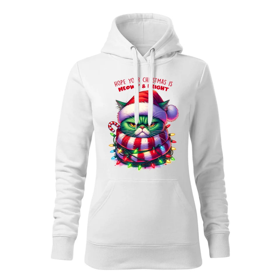 Świąteczna bluza damska z kapturem biała na prezent personalizacja hoodie Święta Boże Narodzenie Mikołajki