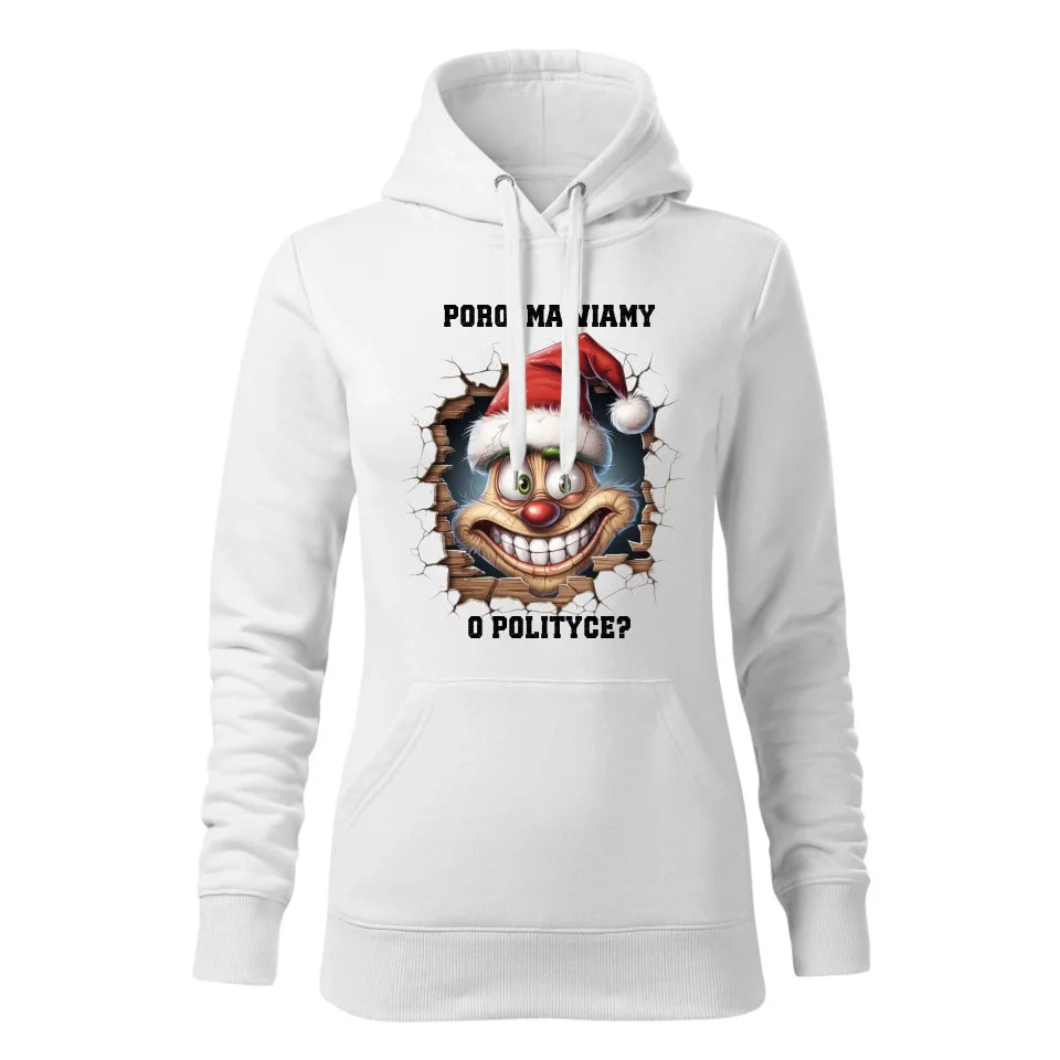 Świąteczna bluza damska z kapturem biała na prezent personalizacja hoodie Święta Boże Narodzenie Mikołajki