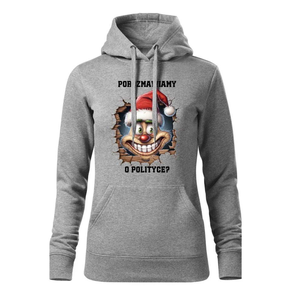 Świąteczna bluza damska z kapturem szara na prezent personalizacja hoodie Święta Boże Narodzenie Mikołajki