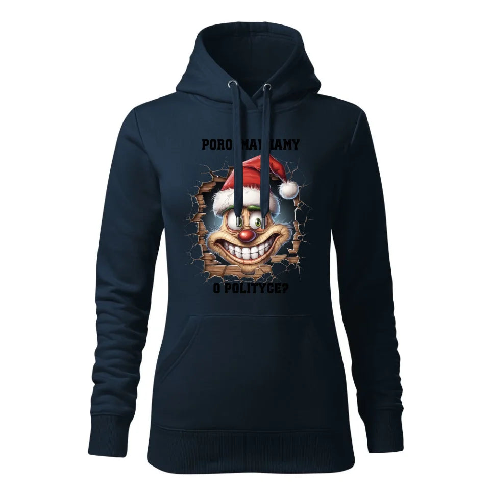 Świąteczna bluza damska z kapturem granatowa na prezent personalizacja hoodie Święta Boże Narodzenie Mikołajki