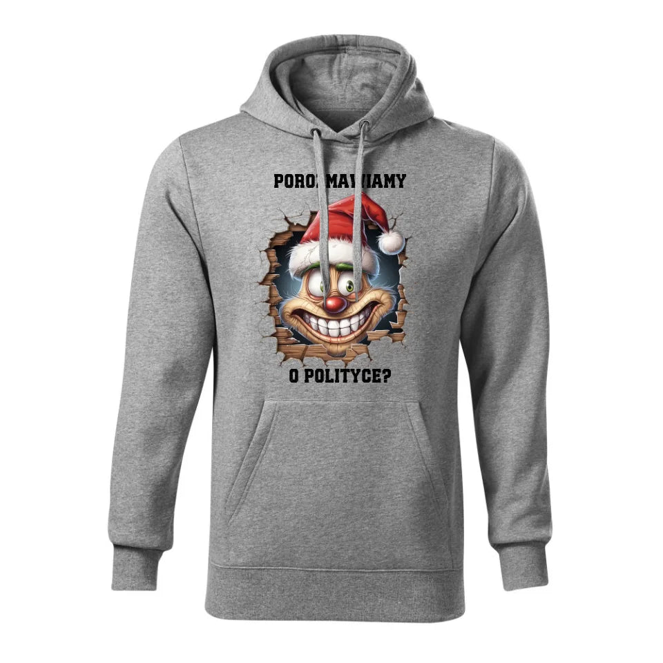 Świąteczna bluza męska z kapturem szara na prezent personalizacja hoodie Święta Boże Narodzenie Mikołajki