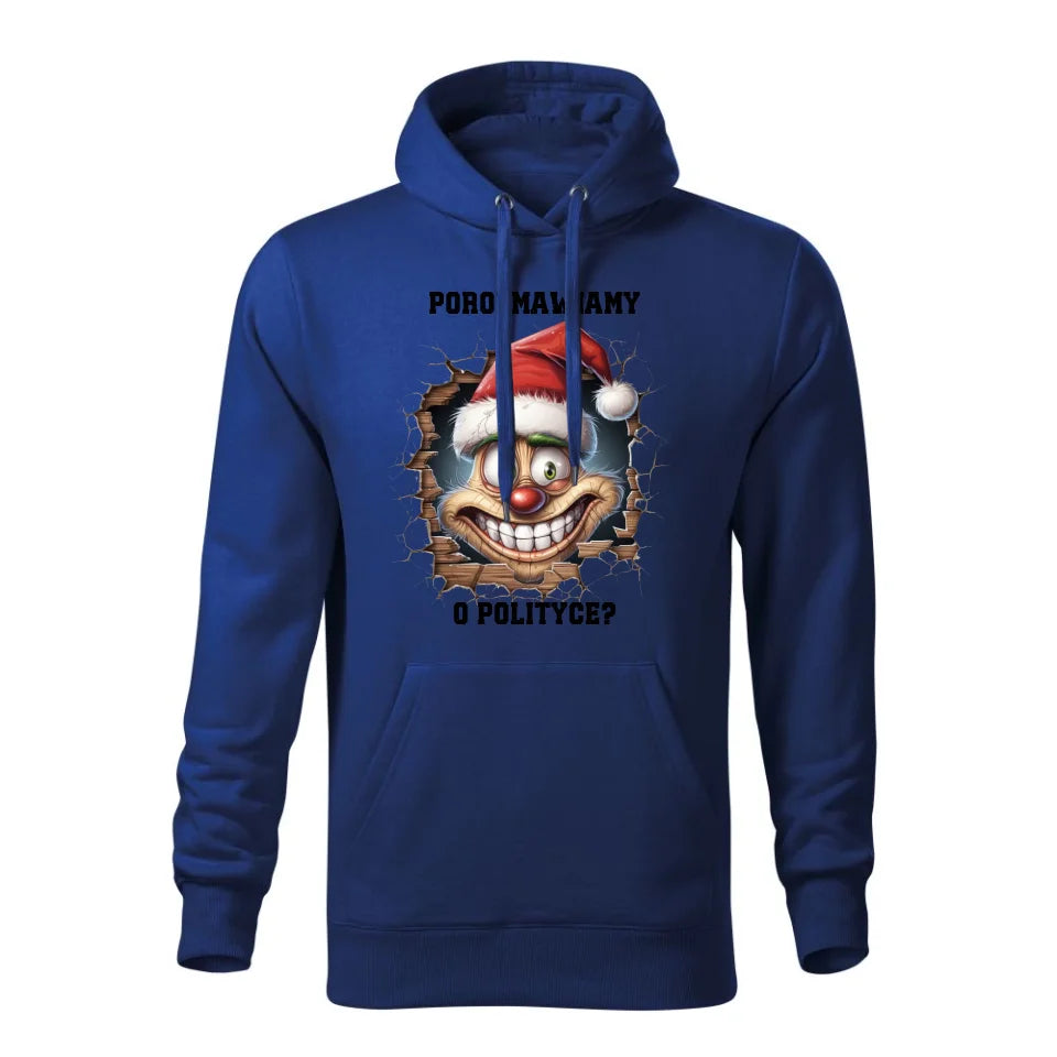 Świąteczna bluza męska z kapturem niebieska na prezent personalizacja hoodie Święta Boże Narodzenie Mikołajki