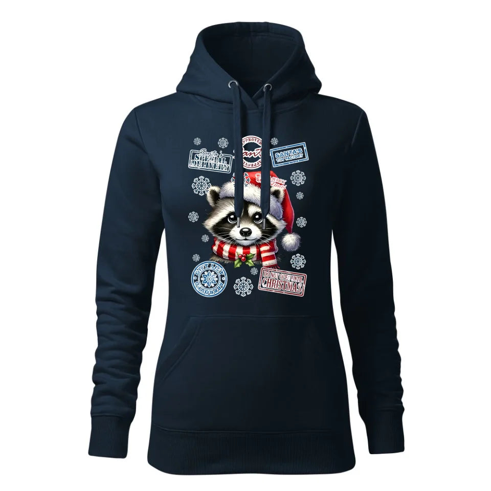 Świąteczna bluza damska z kapturem granatowa na prezent personalizacja hoodie Święta Boże Narodzenie Mikołajki