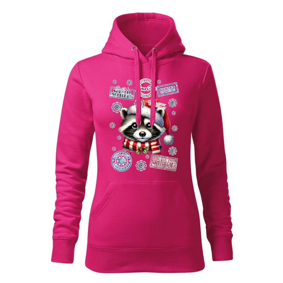 Świąteczna bluza damska z kapturem różowa na prezent personalizacja hoodie Święta Boże Narodzenie Mikołajki