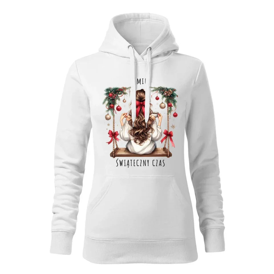 Świąteczny czas | Personalizowana świąteczna bluza damska z kapturem BN105 - StoryCups.pl