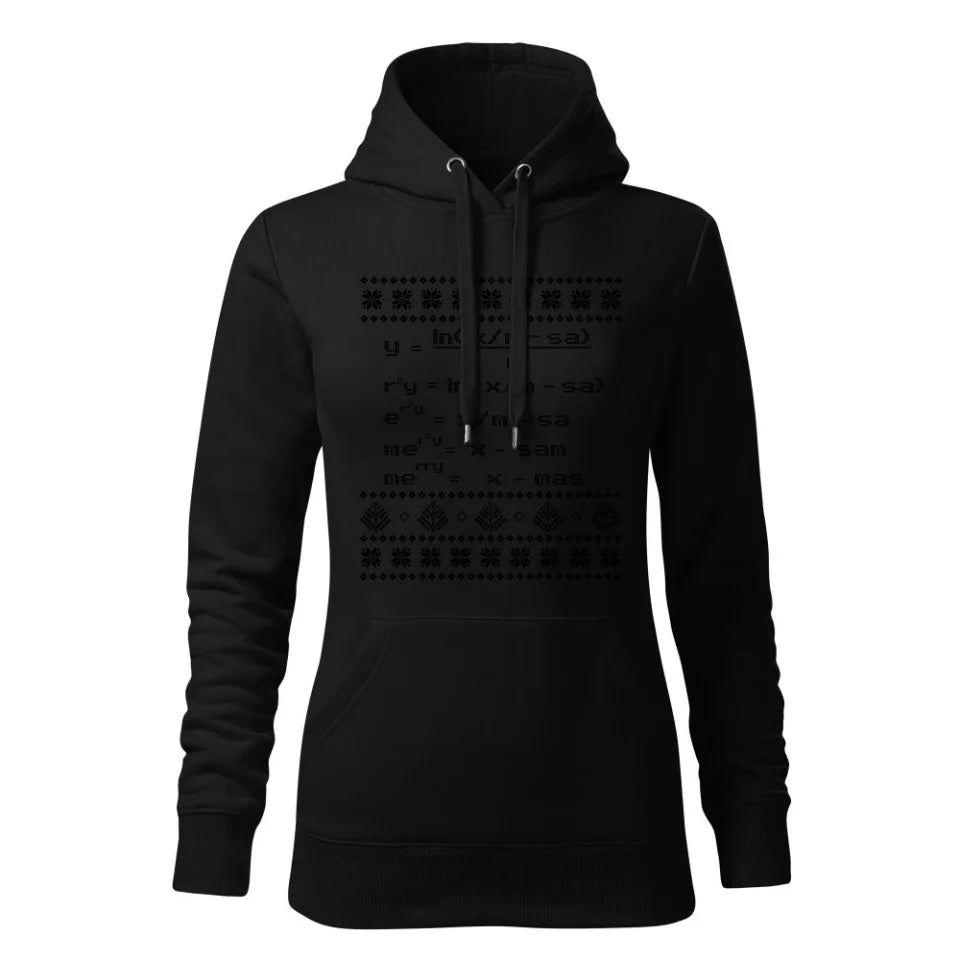 Świąteczna bluza damska z kapturem czarna na prezent personalizacja hoodie Święta Boże Narodzenie Mikołajki