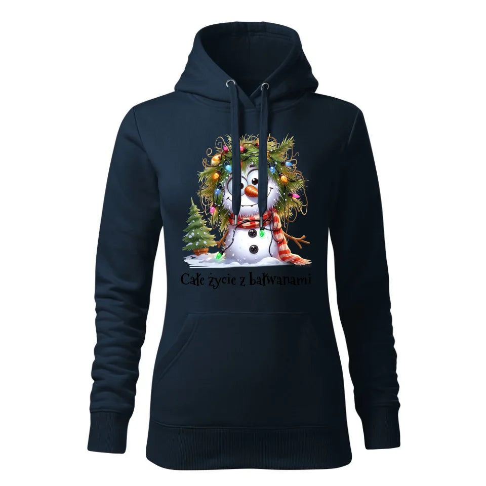 Świąteczna bluza damska z kapturem granatowa na prezent personalizacja hoodie Święta Boże Narodzenie Mikołajki