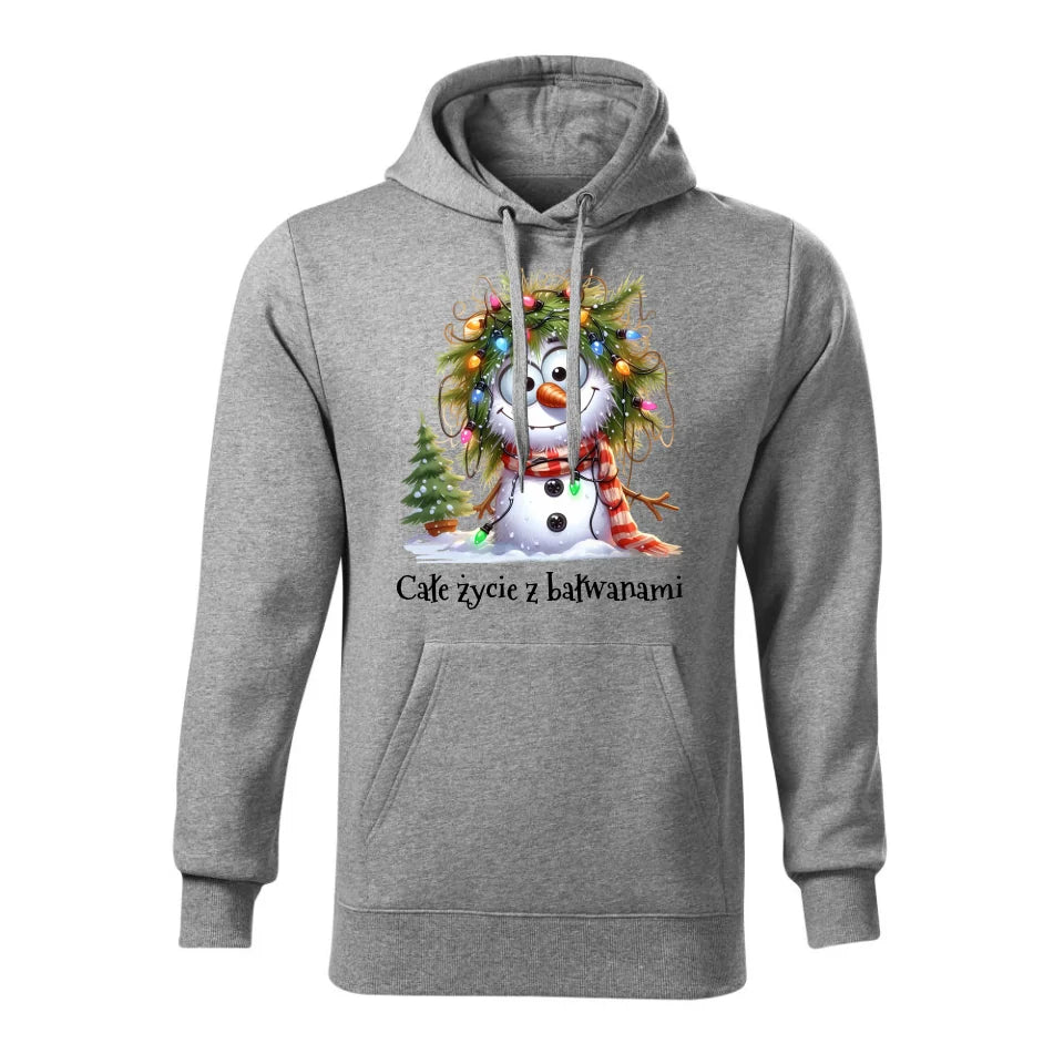 Świąteczna bluza męska z kapturem szara na prezent personalizacja hoodie Święta Boże Narodzenie Mikołajki