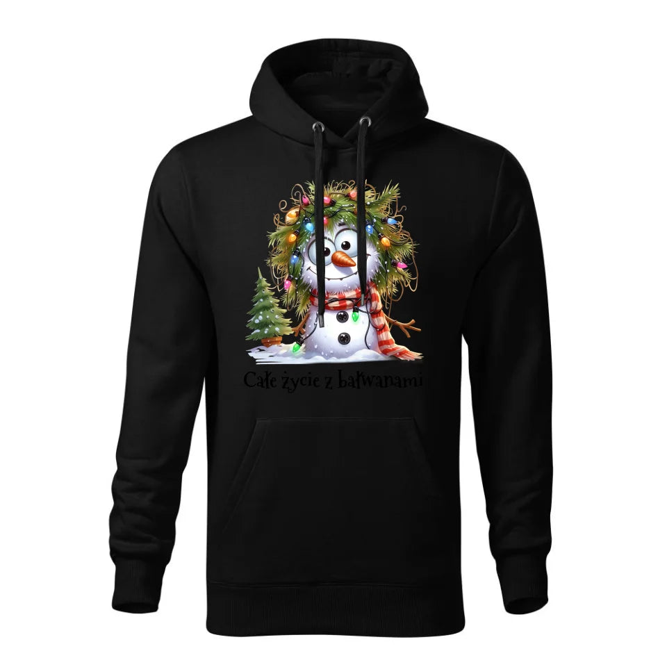 Świąteczna bluza męska z kapturem czarna na prezent personalizacja hoodie Święta Boże Narodzenie Mikołajki