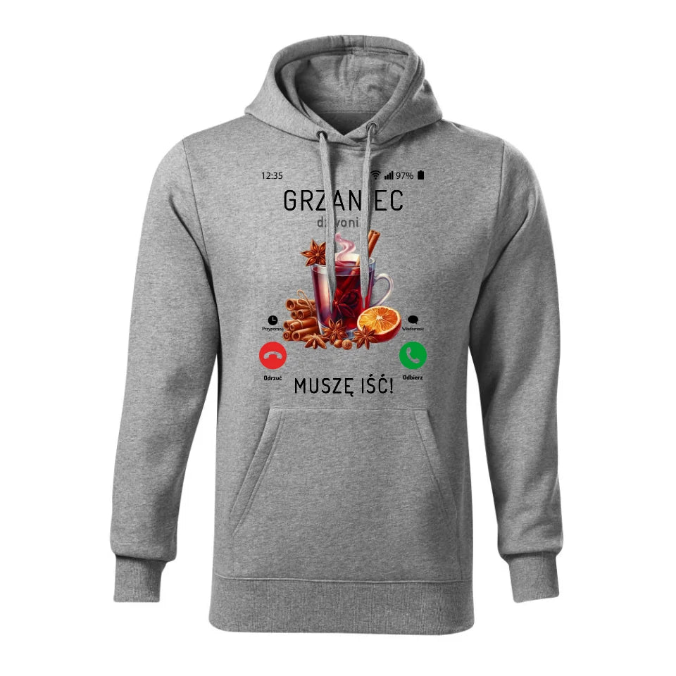 Świąteczna bluza męska z kapturem szara na prezent personalizacja hoodie Święta Boże Narodzenie Mikołajki