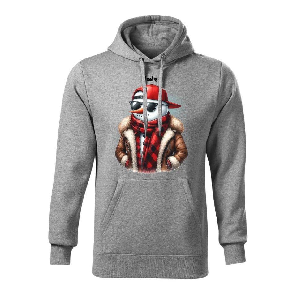 Świąteczna bluza męska z kapturem szara na prezent personalizacja hoodie Święta Boże Narodzenie Mikołajki