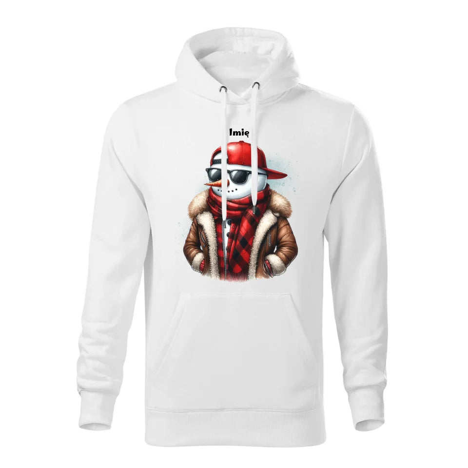 Świąteczna bluza męska z kapturem biała na prezent personalizacja hoodie Święta Boże Narodzenie Mikołajki