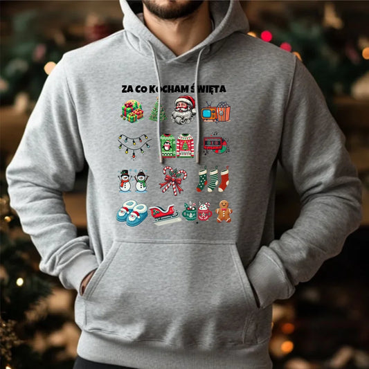 Świąteczna bluza męska z kapturem na prezent hoodie personalizacja