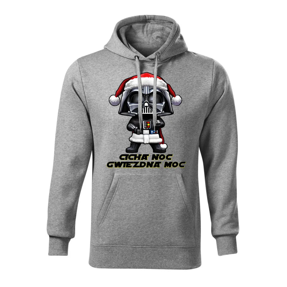 Świąteczna bluza męska z kapturem szara na prezent personalizacja hoodie Święta Boże Narodzenie Mikołajki