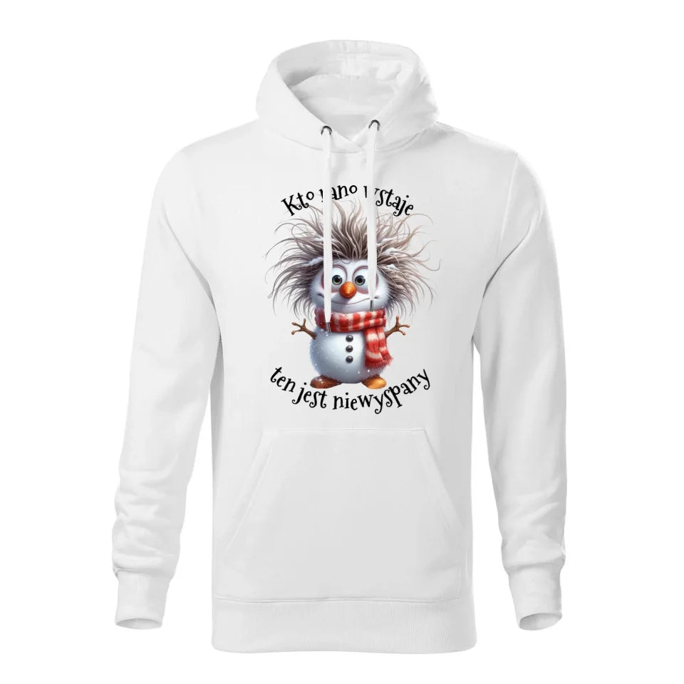 Świąteczna bluza męska z kapturem biała na prezent personalizacja hoodie Święta Boże Narodzenie Mikołajki