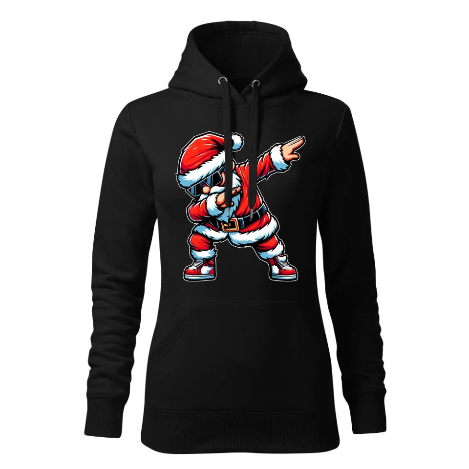 Świąteczna bluza damska z kapturem czarna na prezent personalizacja hoodie Święta Boże Narodzenie Mikołajki