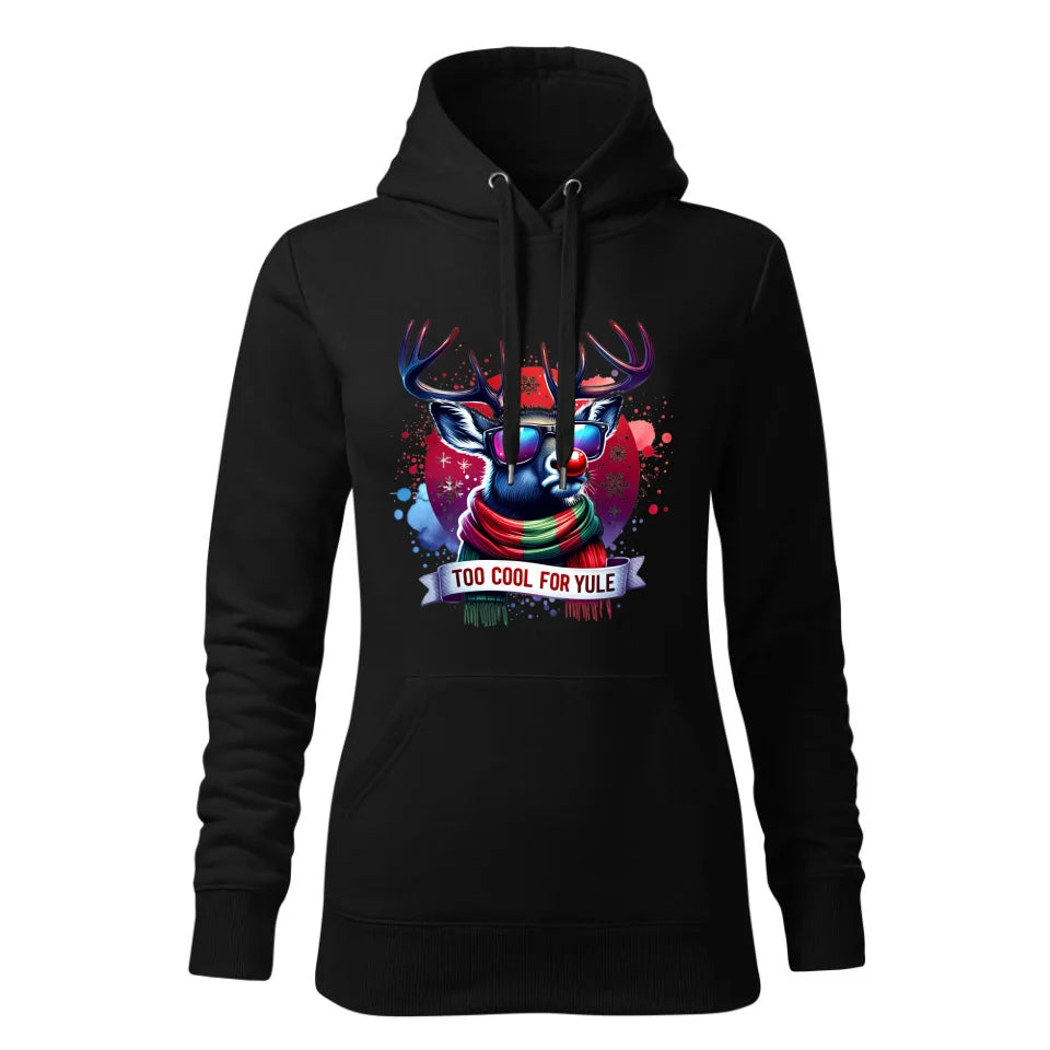 Świąteczna bluza damska z kapturem czarna na prezent personalizacja hoodie Święta Boże Narodzenie Mikołajki