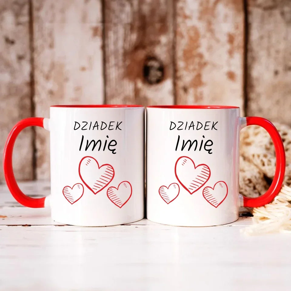 Serca | Personalizowany kubek dla dziadka D01 - StoryCups.pl