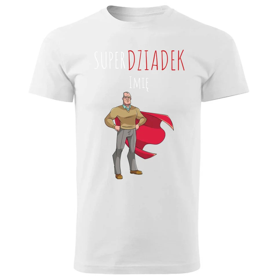 Personalizowana koszulka dla dziadka – biała - T-shirt z nadrukiem prezent dla dziadka na Dzień Dziadka, urodziny, Święta