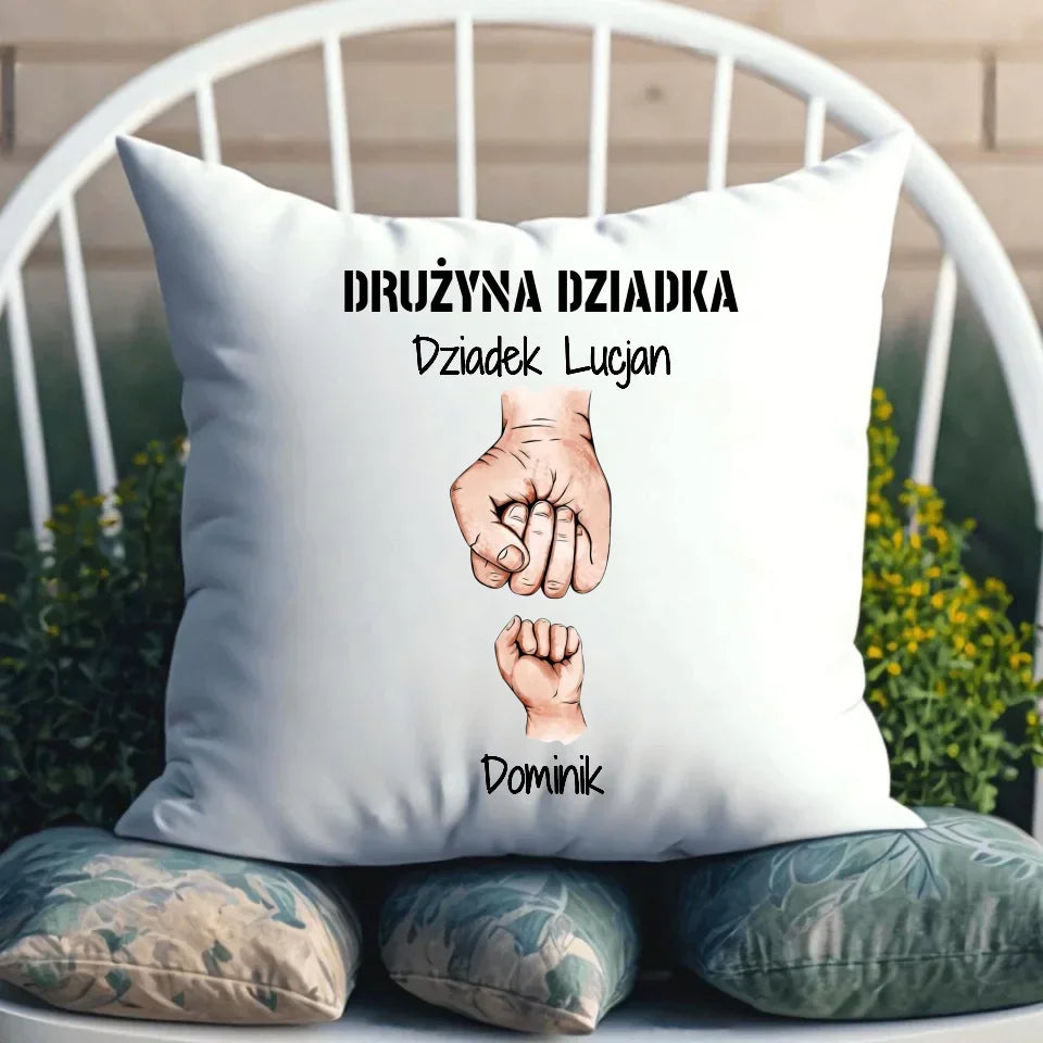 Drużyna Dziadka | Personalizowana poduszka dla dziadka D07 - StoryCups.pl