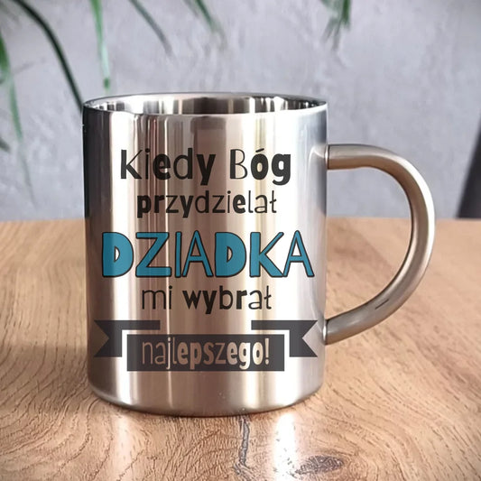 Metalowy kubek dla dziadka, prezent na Dzień Dziadka, urodziny, święta