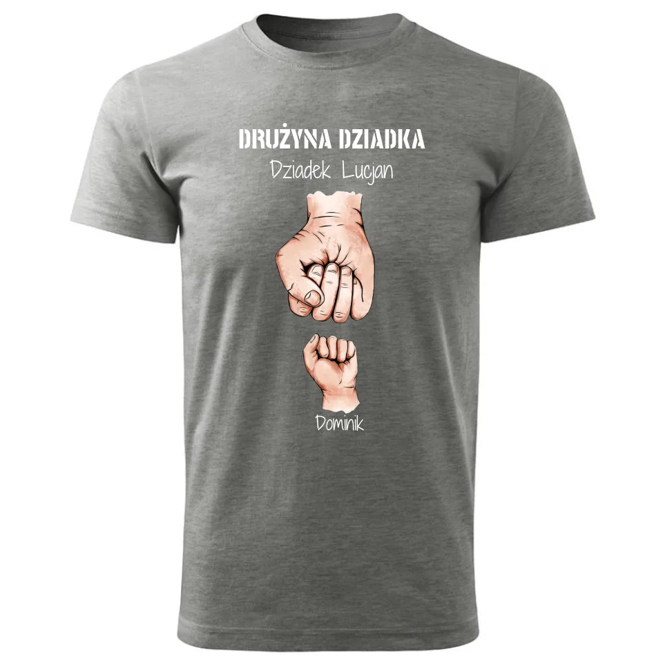 Personalizowana koszulka dla dziadka – szara - T-shirt z nadrukiem prezent dla dziadka na Dzień Dziadka, urodziny, Święta