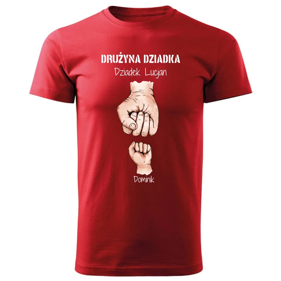 Personalizowana koszulka dla dziadka – czerwona - T-shirt z nadrukiem prezent dla dziadka na Dzień Dziadka, urodziny, Święta