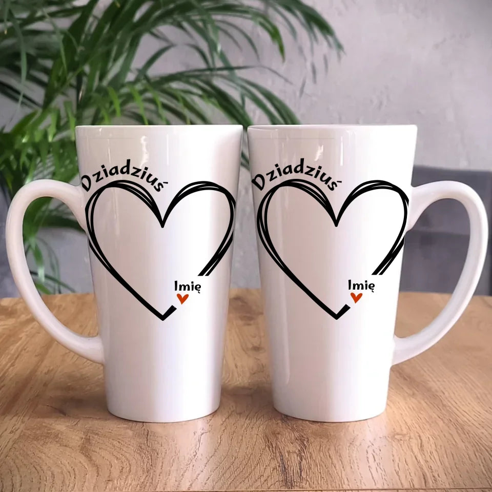 Dziadziuś z sercem imiona | Personalizowany kubek dla dziadka D26 - StoryCups.pl