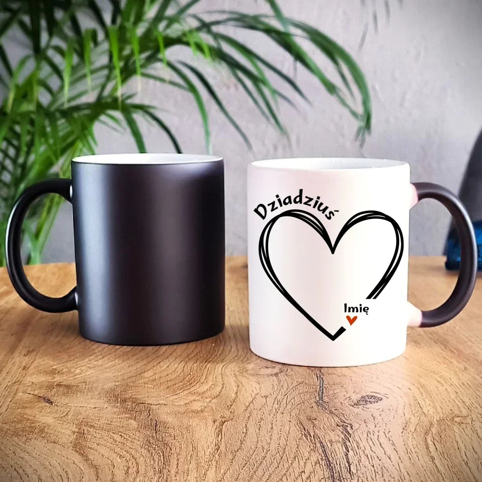 Dziadziuś z sercem imiona | Personalizowany kubek dla dziadka D26 - StoryCups.pl