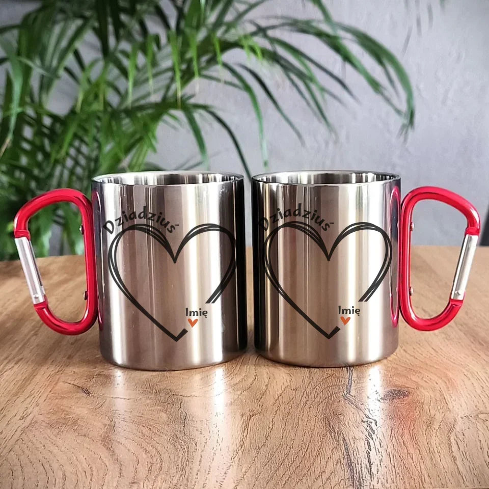 Dziadziuś z sercem imiona | Personalizowany kubek metalowy dla dziadka D26 - StoryCups.pl