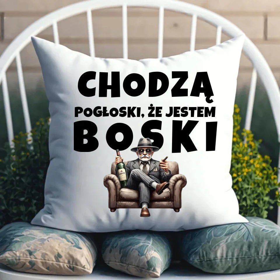 Chodzą pogłoski, że jestem boski | Poduszka dla dziadka D16 - StoryCups.pl