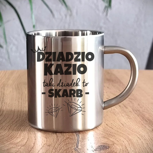 Metalowy kubek dla dziadka, prezent na Dzień Dziadka, urodziny, święta