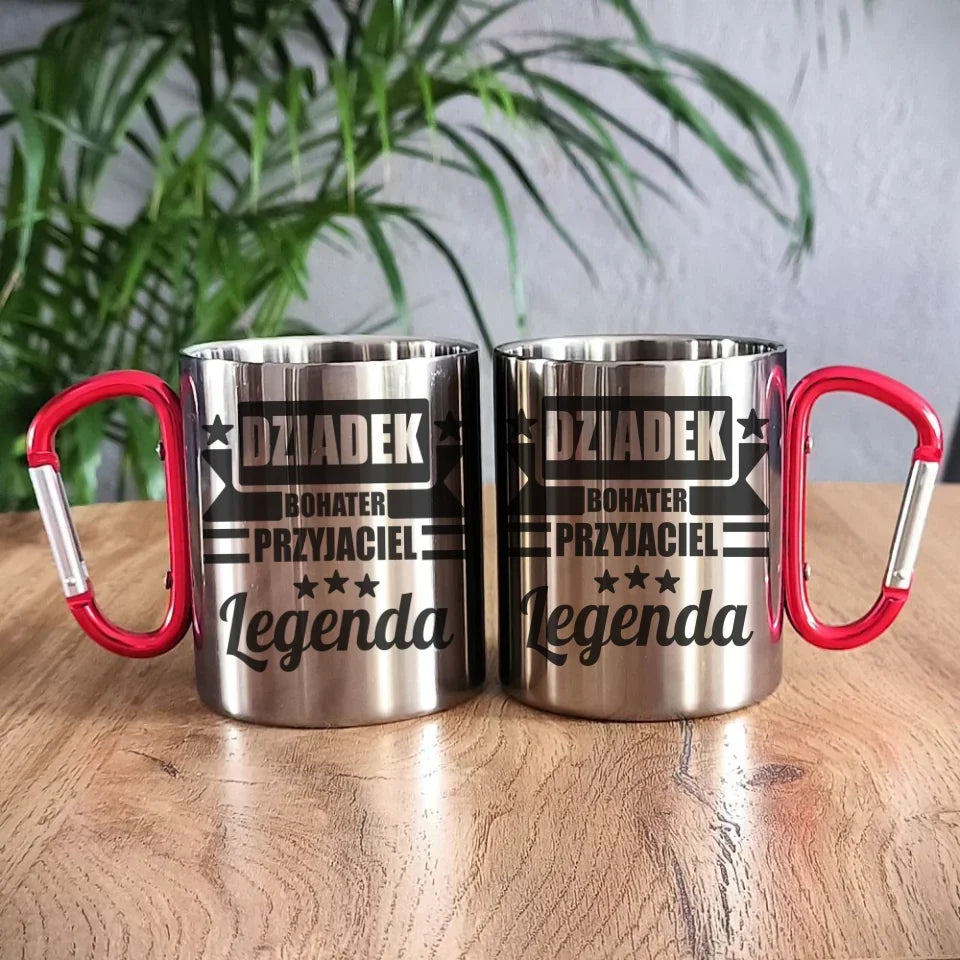 Dziadek Legenda | Kubek metalowy dla dziadka D20 - StoryCups.pl