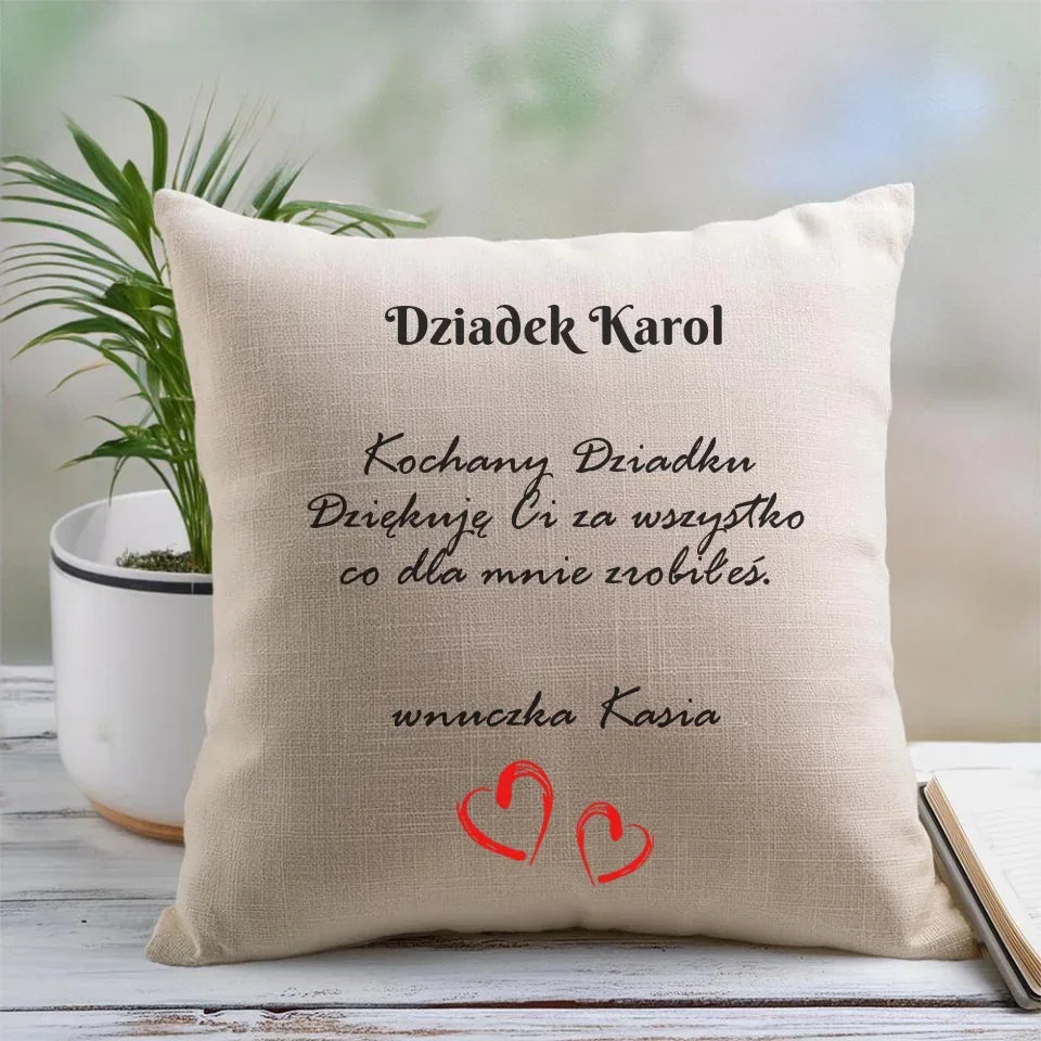 Kochany Dziadku | Personalizowana poduszka dla dziadka D21 - StoryCups.pl