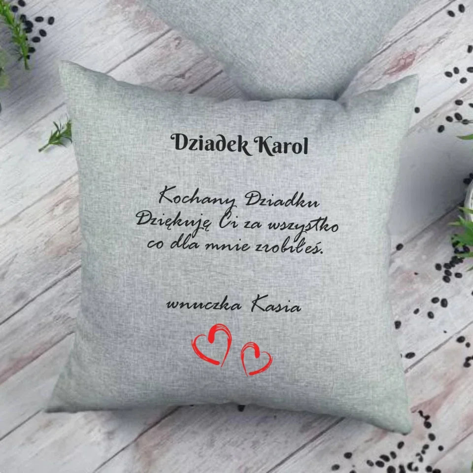 Kochany Dziadku | Personalizowana poduszka dla dziadka D21 - StoryCups.pl
