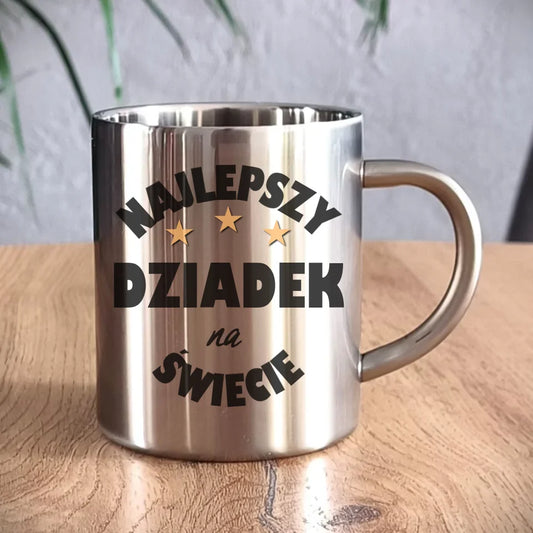 Metalowy kubek dla dziadka, prezent na Dzień Dziadka, urodziny, święta