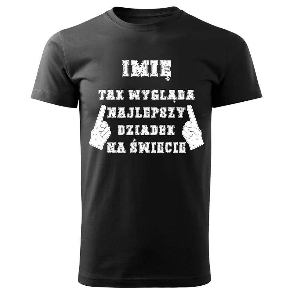 Personalizowana koszulka dla dziadka – czarna - T-shirt z nadrukiem prezent dla dziadka na Dzień Dziadka, urodziny, Święta