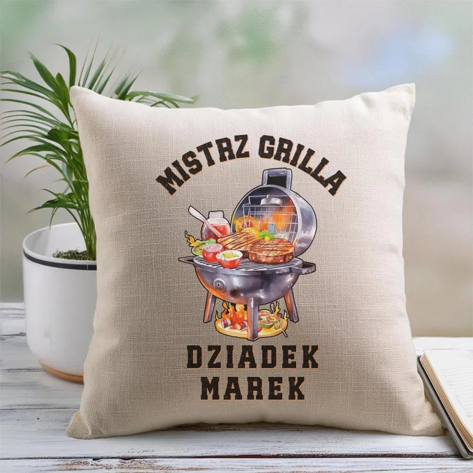 Dziadek mistrz grilla | Poduszka dla dziadka D33 - StoryCups.pl