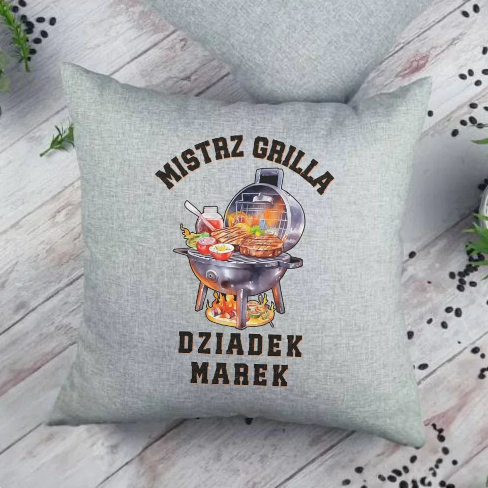 Dziadek mistrz grilla | Poduszka dla dziadka D33 - StoryCups.pl