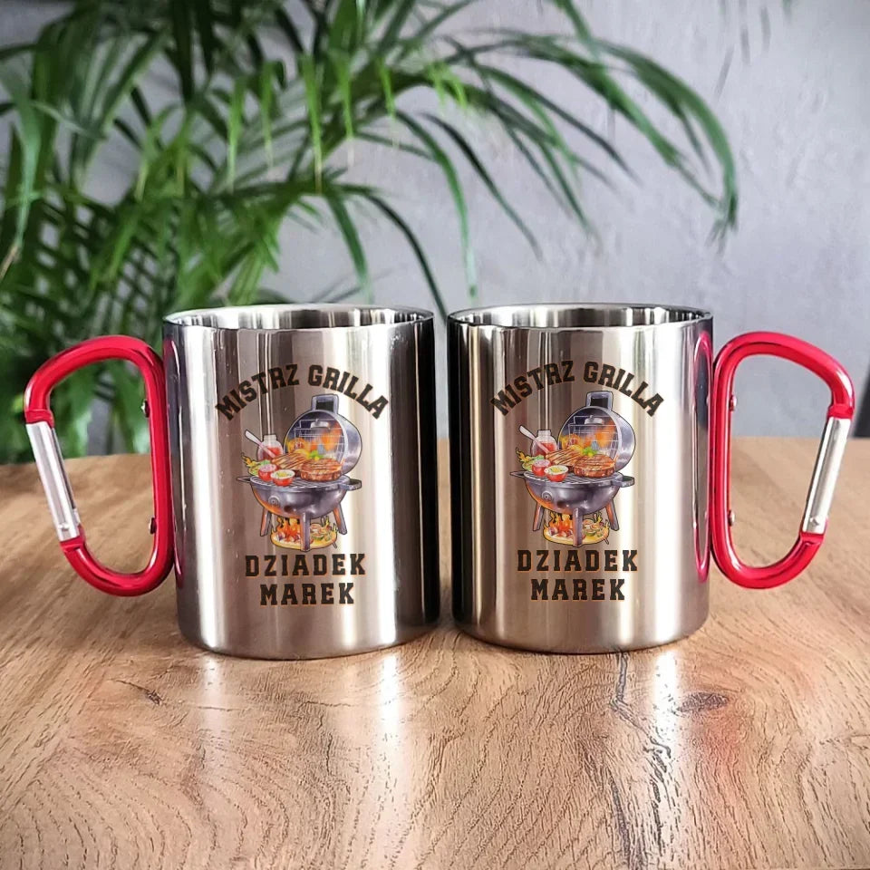 Dziadek mistrz grilla | Kubek metalowy dla dziadka D33 - StoryCups.pl