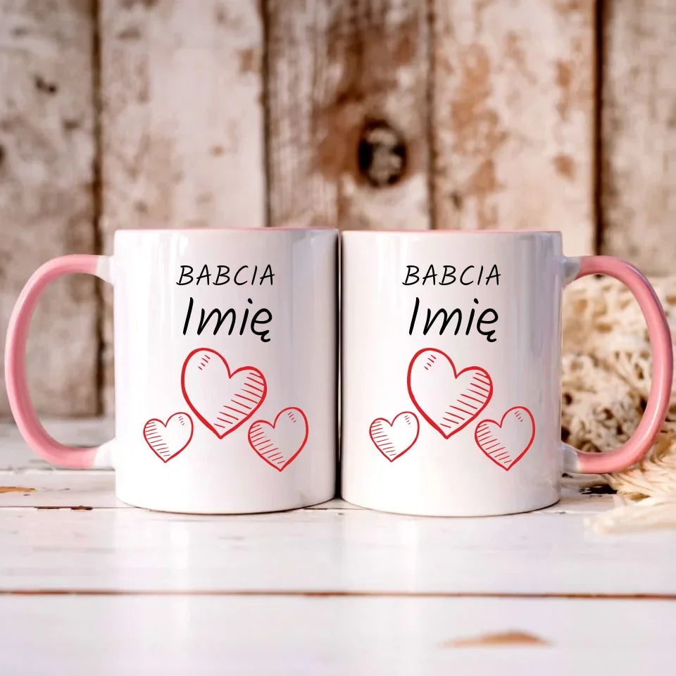 Serca | Personalizowany kubek dla babci B01 - StoryCups.pl