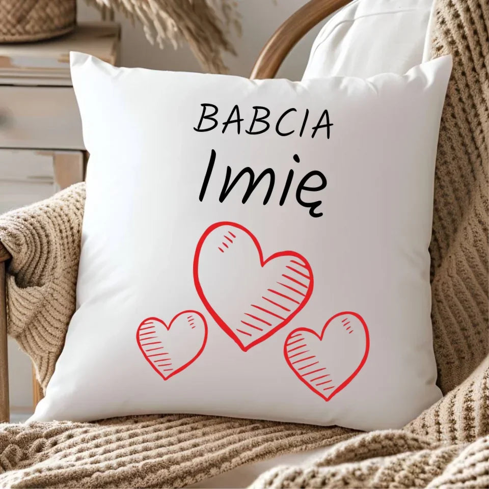 Serca | Personalizowana poduszka dla babci B01 - StoryCups.pl