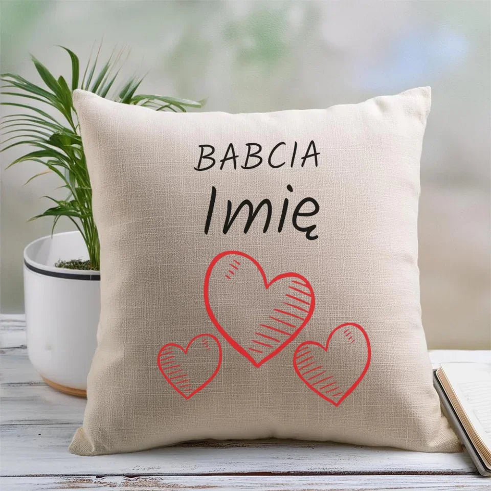 Serca | Personalizowana poduszka dla babci B01 - StoryCups.pl